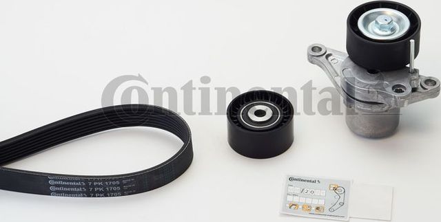Приводной ремень поликлиновой с роликами (комплект) ContiTech. Артикул 7PK1705K1