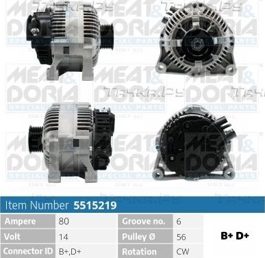 Генератор Meat & Doria для Fiat Scudo I 1998-2006. Артикул 5515219