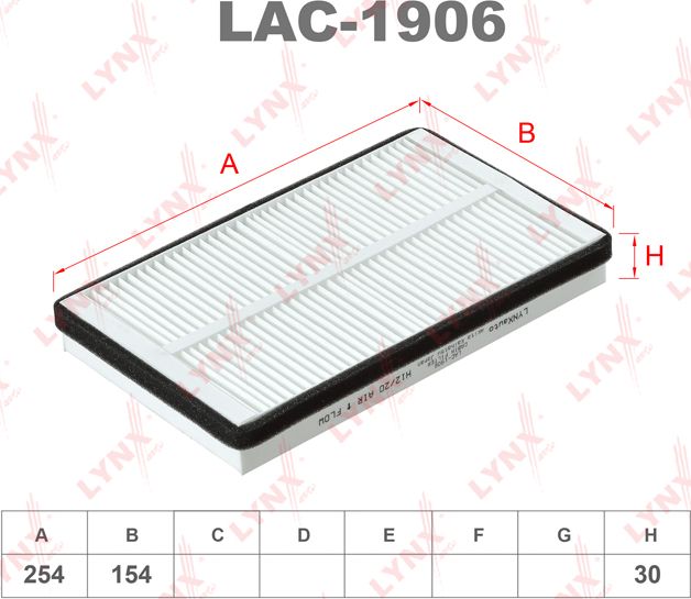 Салонный фильтр LYNXauto. Артикул LAC-1906