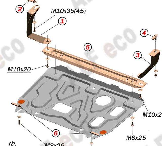 Защита алюминиевая Alfeco для картера и КПП Hyundai Creta I 2016-2021. Артикул ALF.10.44 AL4