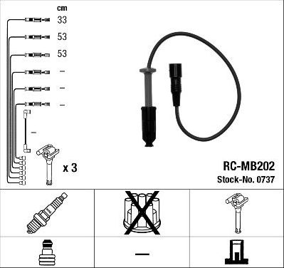 Высоковольтные провода (провода зажигания) (комплект) NGK для SsangYong Rexton I 2002-2007. Артикул 0737
