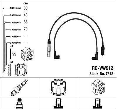 Высоковольтные провода (провода зажигания) (комплект) NGK для Volkswagen Golf IV 1998-2002. Артикул 7318