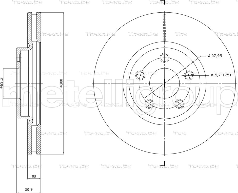 Тормозной диск Metelli передний для Ford Galaxy III 2015-2026. Артикул 23-1834C