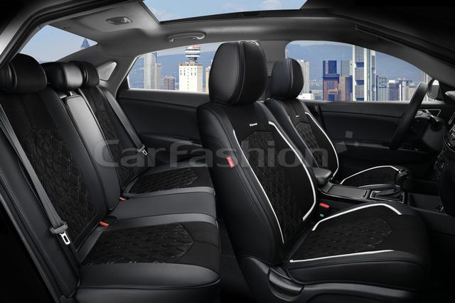 Чехлы универсальные каркасные CarFashion 5D Diamond Plus на сидения авто, цвет Черный/Черный/Серый . Артикул 27029