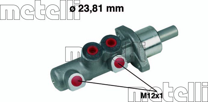 Тормозной цилиндр главный Metelli (алюминий). Артикул 05-0367