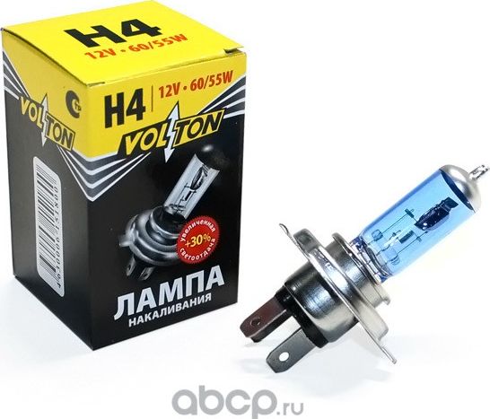 Лампа H4 12V 60/55W P43t н/о +30% (Volton). Артикул VLT1401U