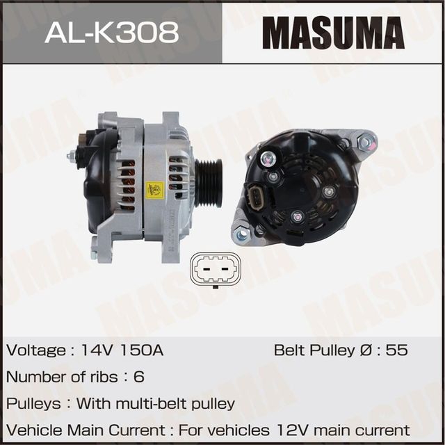 Генератор MASUMA, KIA / G4KH, G4KJ (14V/150A). Артикул ALK308