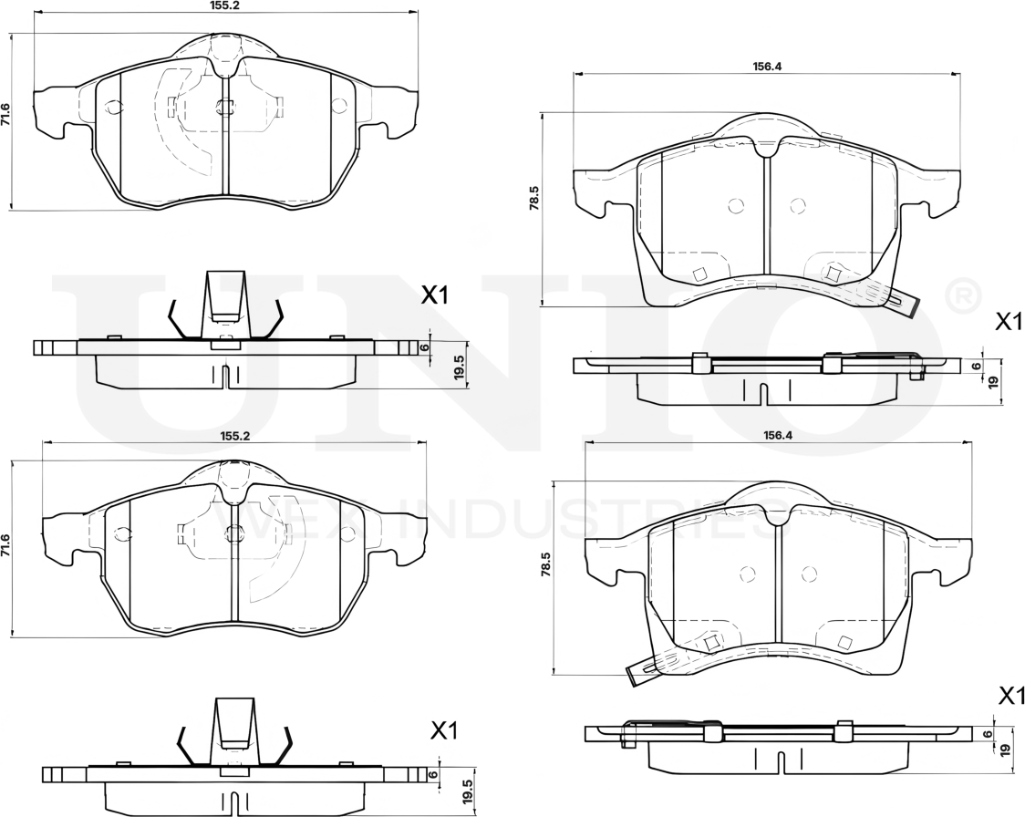 Колодки тормозные дисковые, комплект (Unio). Артикул BRP-20338