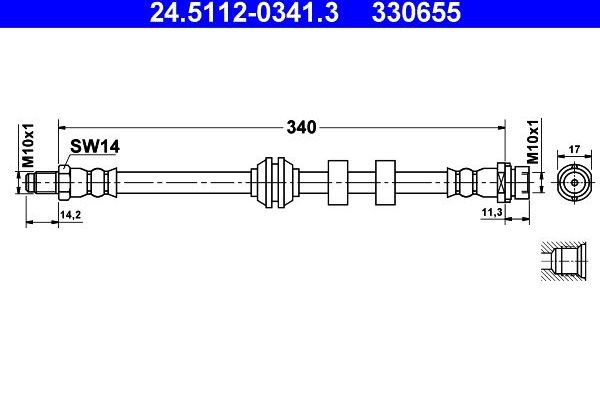 Тормозной шланг ATE. Артикул 24.5112-0341.3