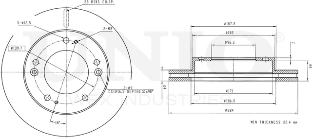 Диск тормозной (Unio). Артикул BRD-20308