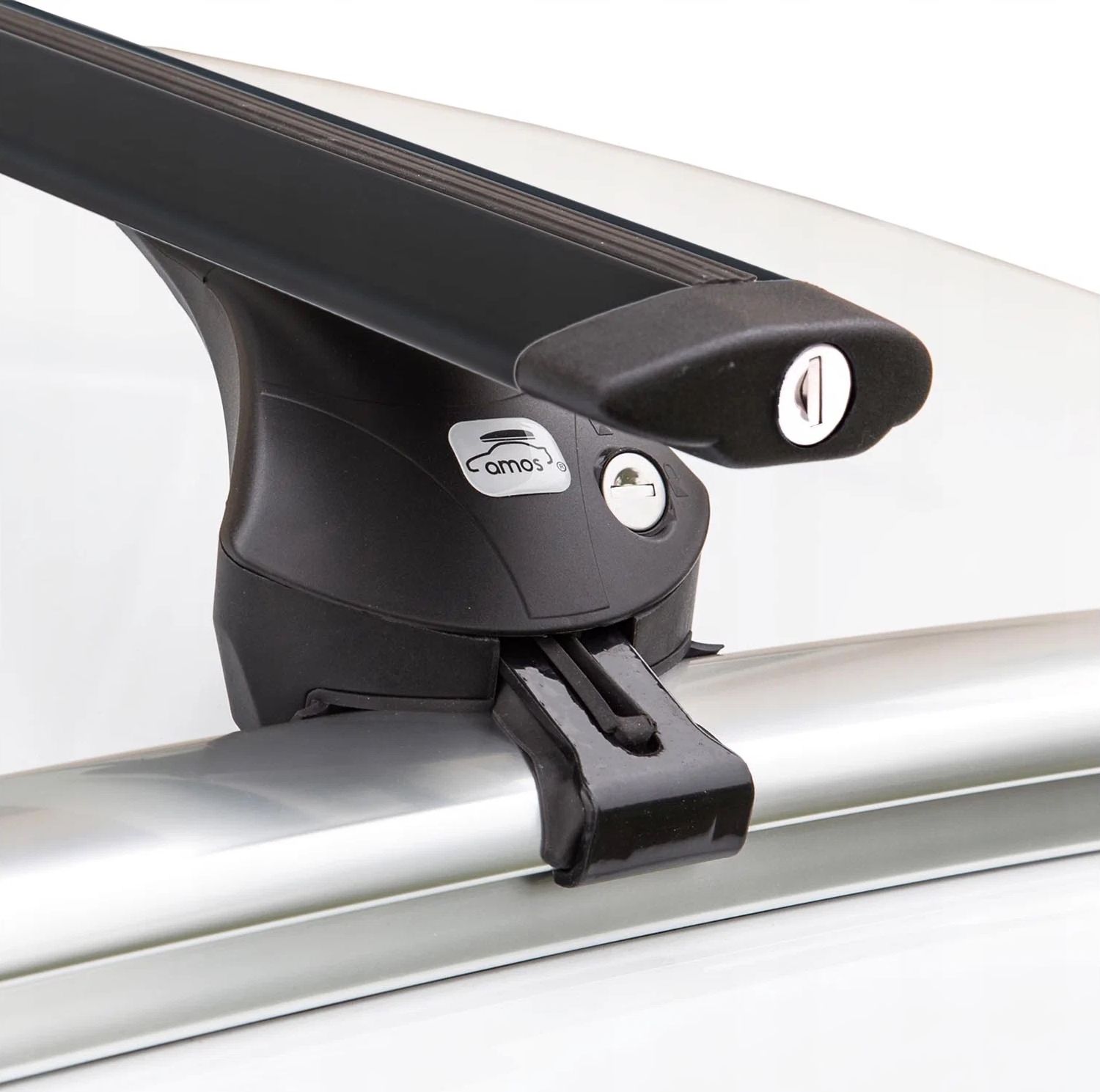 Багажник на интегрированные рейлинги Amos Boss для Kia Sorento III Prime 5-дв. 2014-2020 (Крыловидные дуги с замком черные). Артикул boss-a1.2lBlack