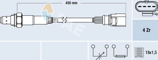 Лямбда-зонд (кислородный датчик) FAE для Audi A3 II (8P) 2007-2013. Артикул 77198