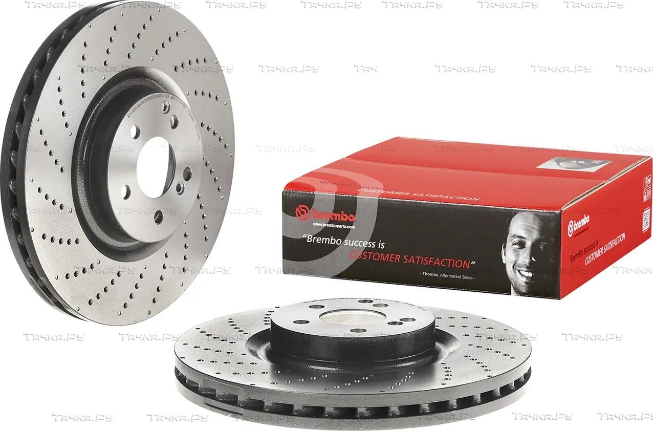 Тормозной диск Brembo PRIME LINE - UV Coated передний для Mercedes-Benz C-Класс III (W204, C204) 2008-2015. Артикул 09.B769.51