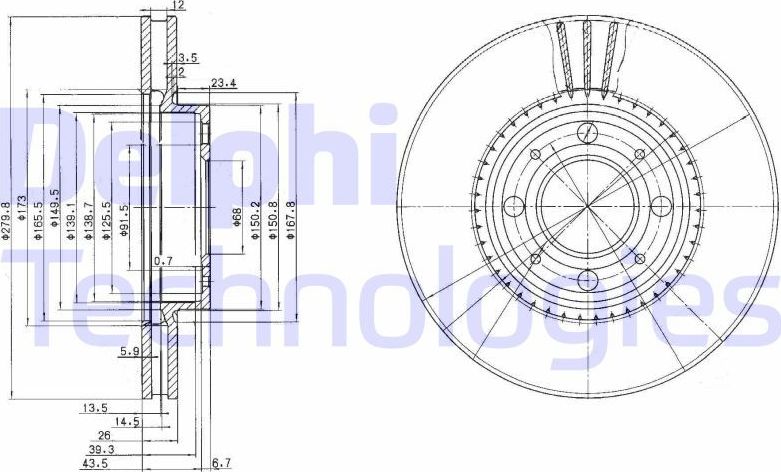 Тормозной диск Delphi. Артикул BG2720