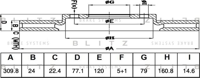 Диск тормозной BMW 5 (E60) -11 перед. вент. (Blitz). Артикул BS0499