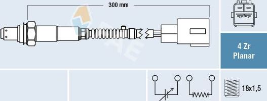 Лямбда-зонд (кислородный датчик) FAE. Артикул 77454