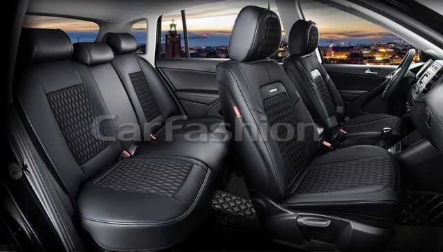Чехлы универсальные каркасные CarFashion 5D Titan Plus на сидения авто, цвет Черный/Черный/Черный/Черный. Артикул 27236