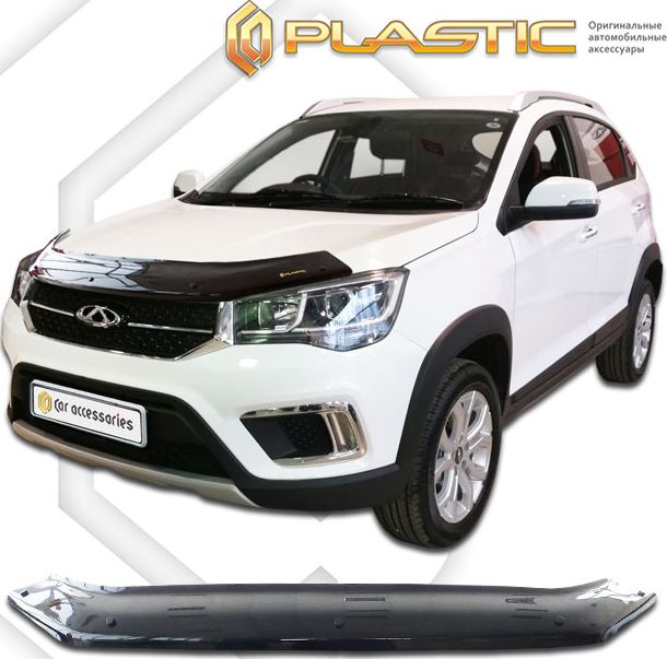 Дефлектор СА Пластик для капота Classic черный для Chery Tiggo 2 2016-2020. Артикул 2010010113049