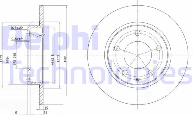Тормозной диск Delphi задний для Mazda MX-6 1992-1997. Артикул BG2806