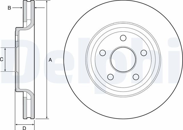 Тормозной диск Delphi передний для Jeep Grand Cherokee IV (WK2) 2010-2026. Артикул BG9121C