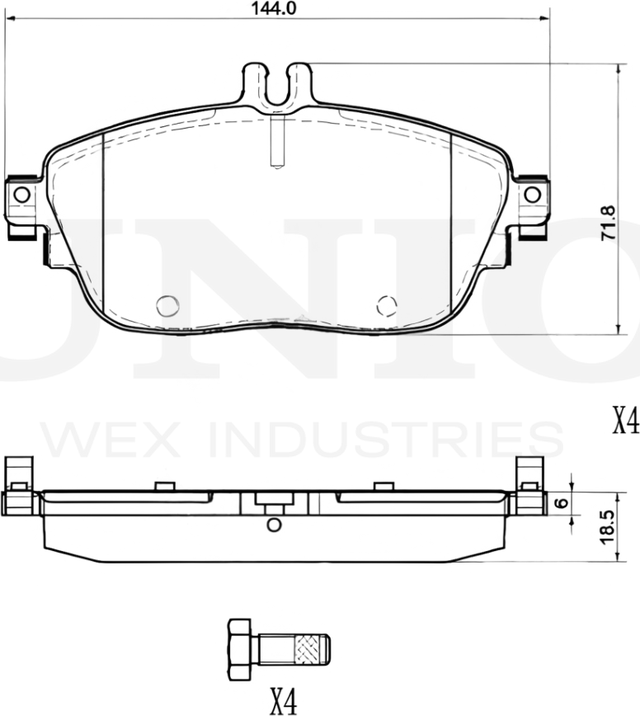 Колодки тормозные дисковые, комплект (Unio). Артикул BRP-20442
