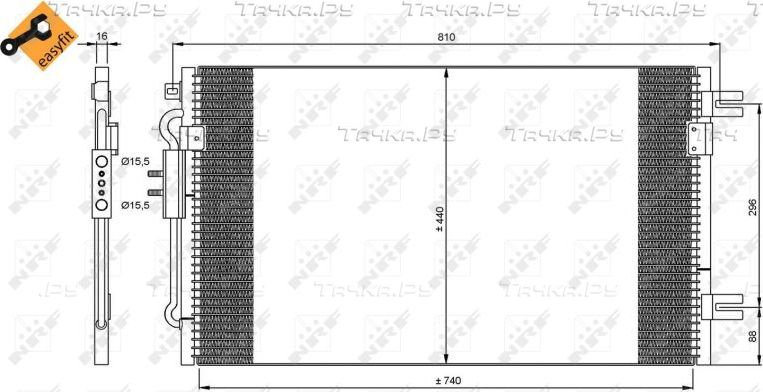 Радиатор кондиционера (конденсатор) NRF EASY FIT для Volvo C70 II 2008-2009. Артикул 35770