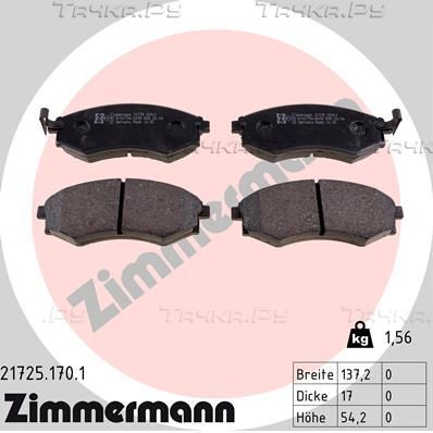 Тормозные колодки Zimmermann. Артикул 21725.170.1
