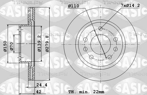 Тормозной диск Sasic передний для Opel Zafira B 2005-2019. Артикул 9004862J