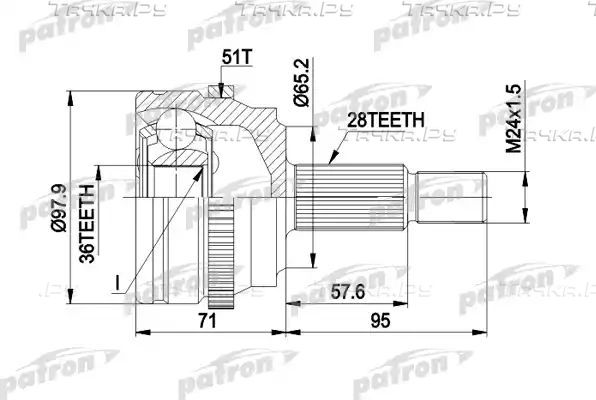 Шрус наружный (граната) Patron. Артикул PCV1453