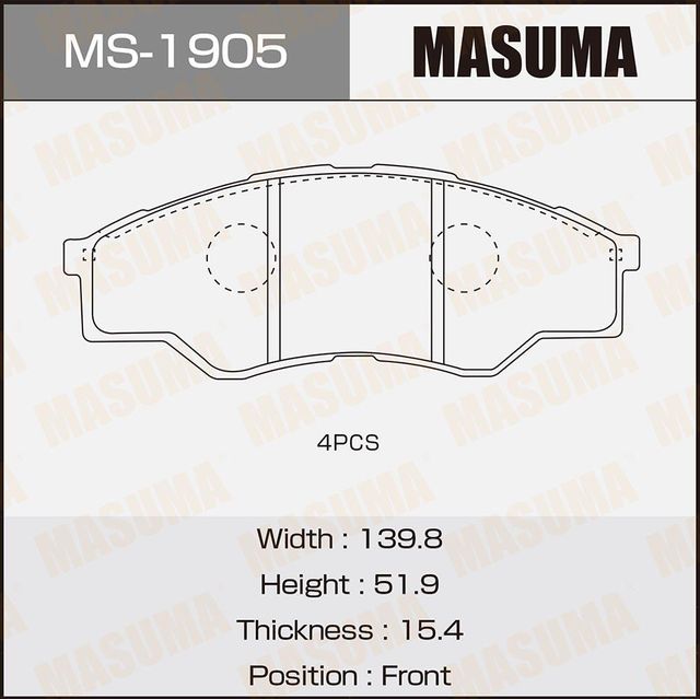 Тормозные колодки Masuma. Артикул MS-1905