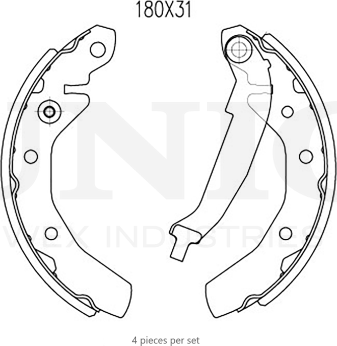 Колодки тормозные барабанные, комплект (Unio). Артикул BRP-10007