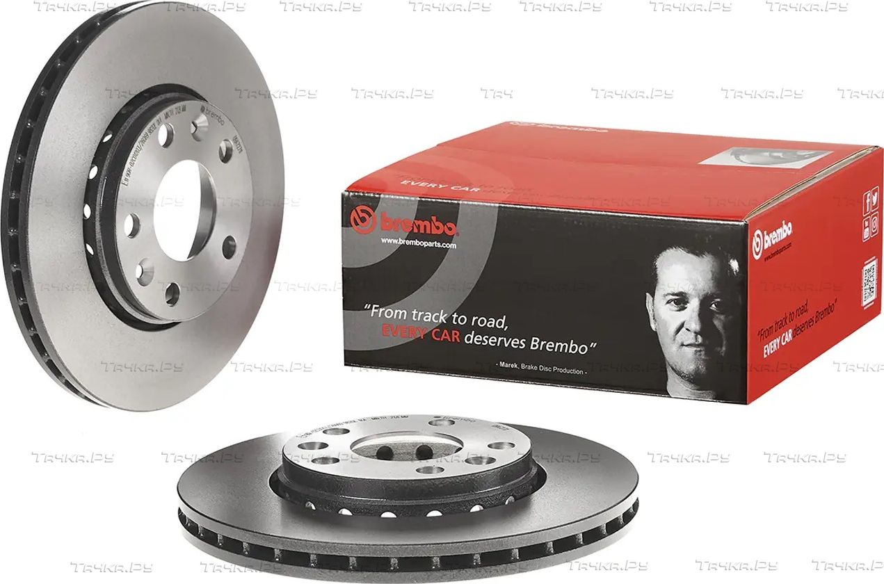 Тормозной диск Brembo PRIME LINE - UV Coated передний для Renault Scenic III 2009-2016. Артикул 09.A727.11