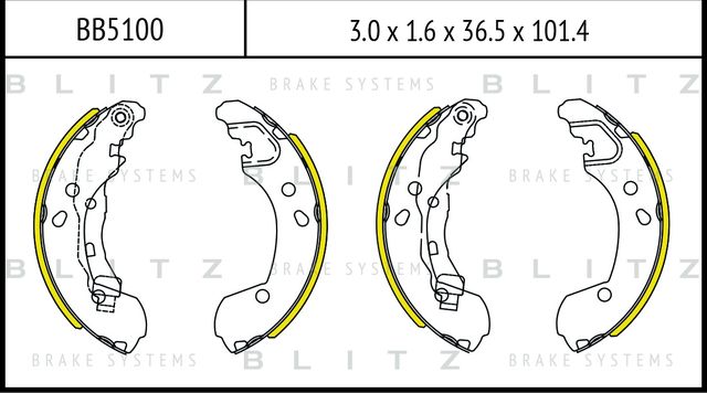 BB5100_колодки барабанные зад.!/ Nissan Micra K12 1.2-1.5DCi 03 (Blitz). Артикул BB5100