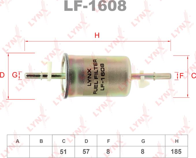 Топливный фильтр LYNXauto. Артикул LF-1608
