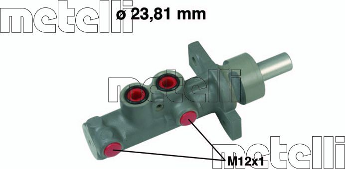Тормозной цилиндр главный Metelli (алюминий). Артикул 05-0635