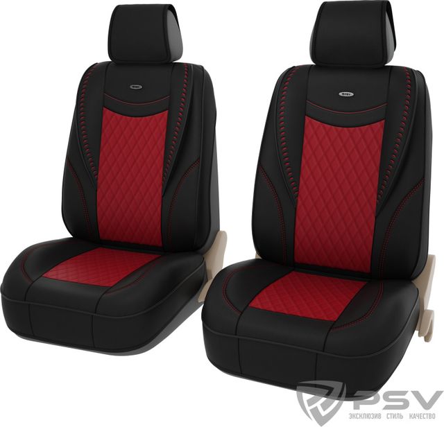 Чехлы-накидки универсальные формованные PSV 2D PREMIUM Era 2 FRONT на сидения, цвет Черно-Красный. Артикул 131878
