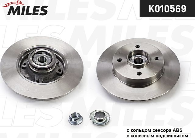 Тормозной диск Miles задний для Peugeot 307 I 2000-2006. Артикул K010569