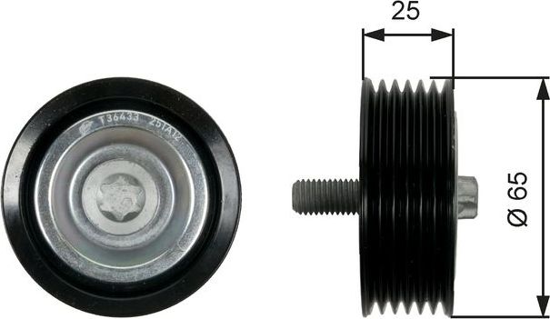 Направляющий (ведущий) ролик приводного поликлинового ремня Gates DriveAlign®. Артикул T36433