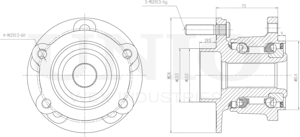 Ступица колеса с интегрированным подшипником (Unio). Артикул HUB-20231