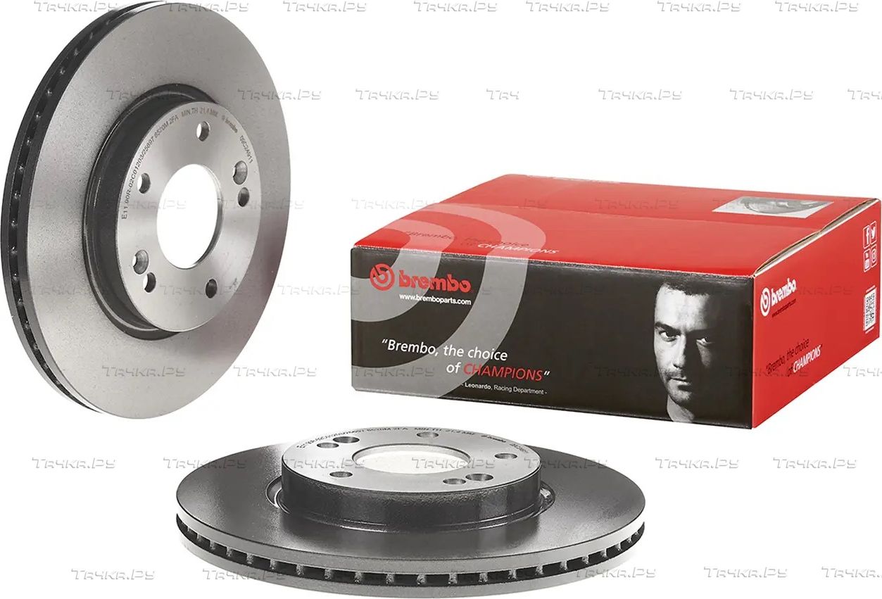 Тормозной диск Brembo PRIME LINE - UV Coated передний для Hyundai i30 II 2011-2017. Артикул 09.C249.11
