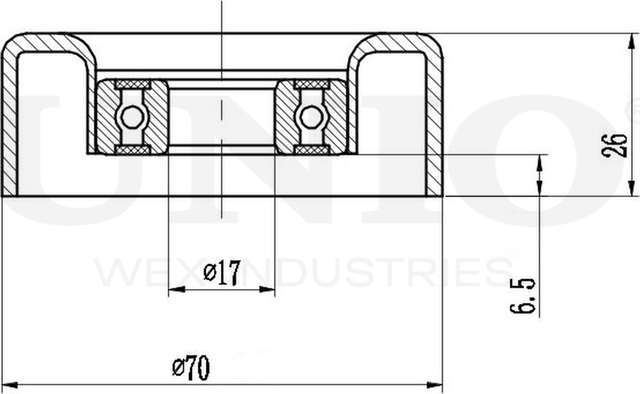 Ролик поликлинового ремня натяжной (Unio). Артикул TNS-10214