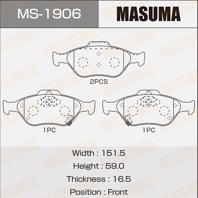 Тормозные колодки Masuma. Артикул MS-1906