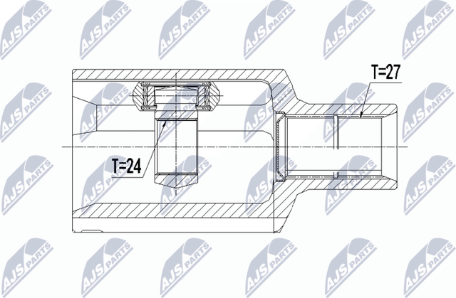 Шрус внутренний (граната) NTY передний левый для Mercedes-Benz GLC I (X253) 2015-2026. Артикул NPW-ME-088