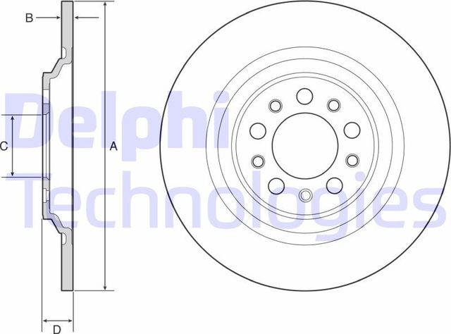 Тормозной диск Delphi задний для Jeep Cherokee V (KL) 2013-2026. Артикул BG4961C