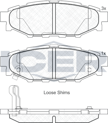 Тормозные колодки Icer задние для Subaru Impreza III 2008-2014. Артикул 181759