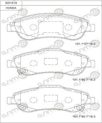 Тормозные колодки Asimco. Артикул KD1519