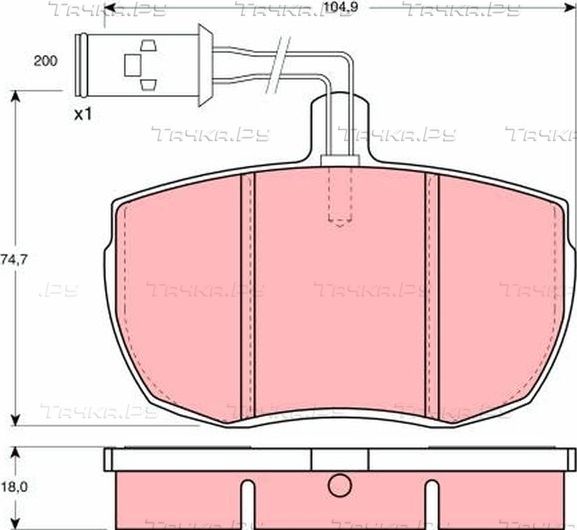Тормозные колодки TRW передние для LTI TX I 1997-2002. Артикул GDB789