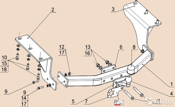 Фаркоп Oris (ранее Bosal) для Acura MDX III 2013-2020. Артикул 4380-F