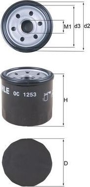 Масляный фильтр Mahle-Knecht. Артикул OC 1253