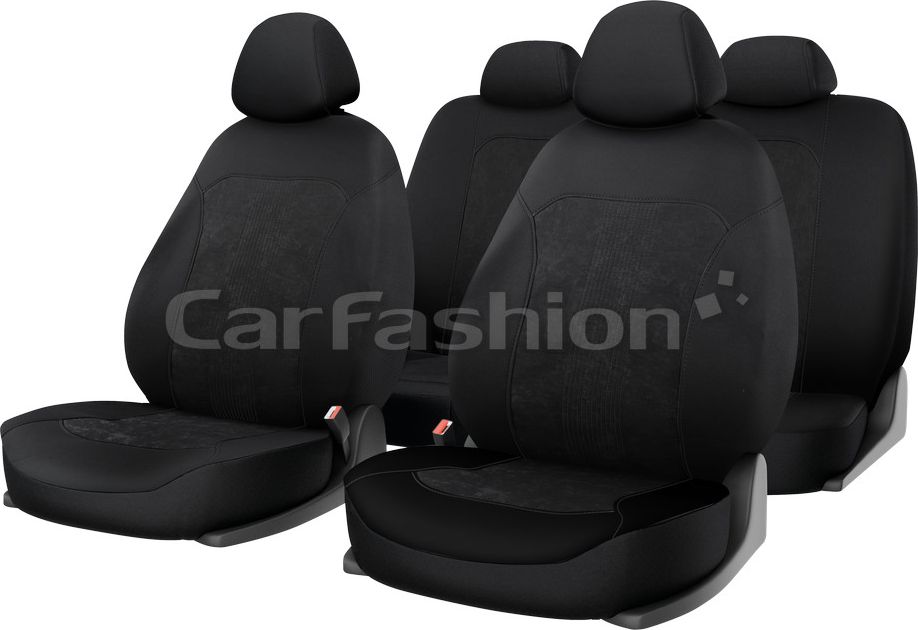 Чехлы универсальные CarFashion Trend Plus на сидения авто, цвет Черный/Черный/Черный. Артикул 10113